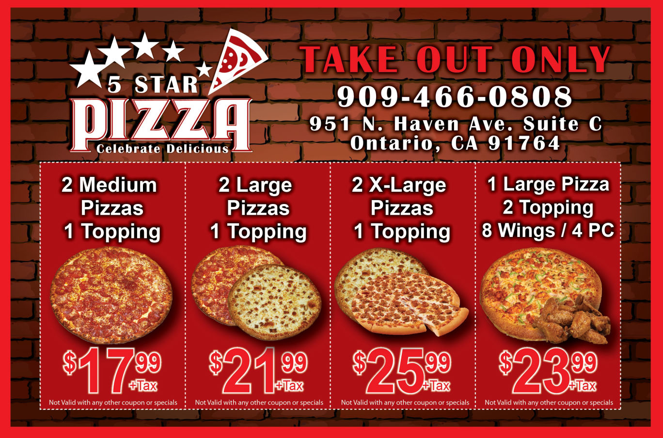 5 star pizza coupon